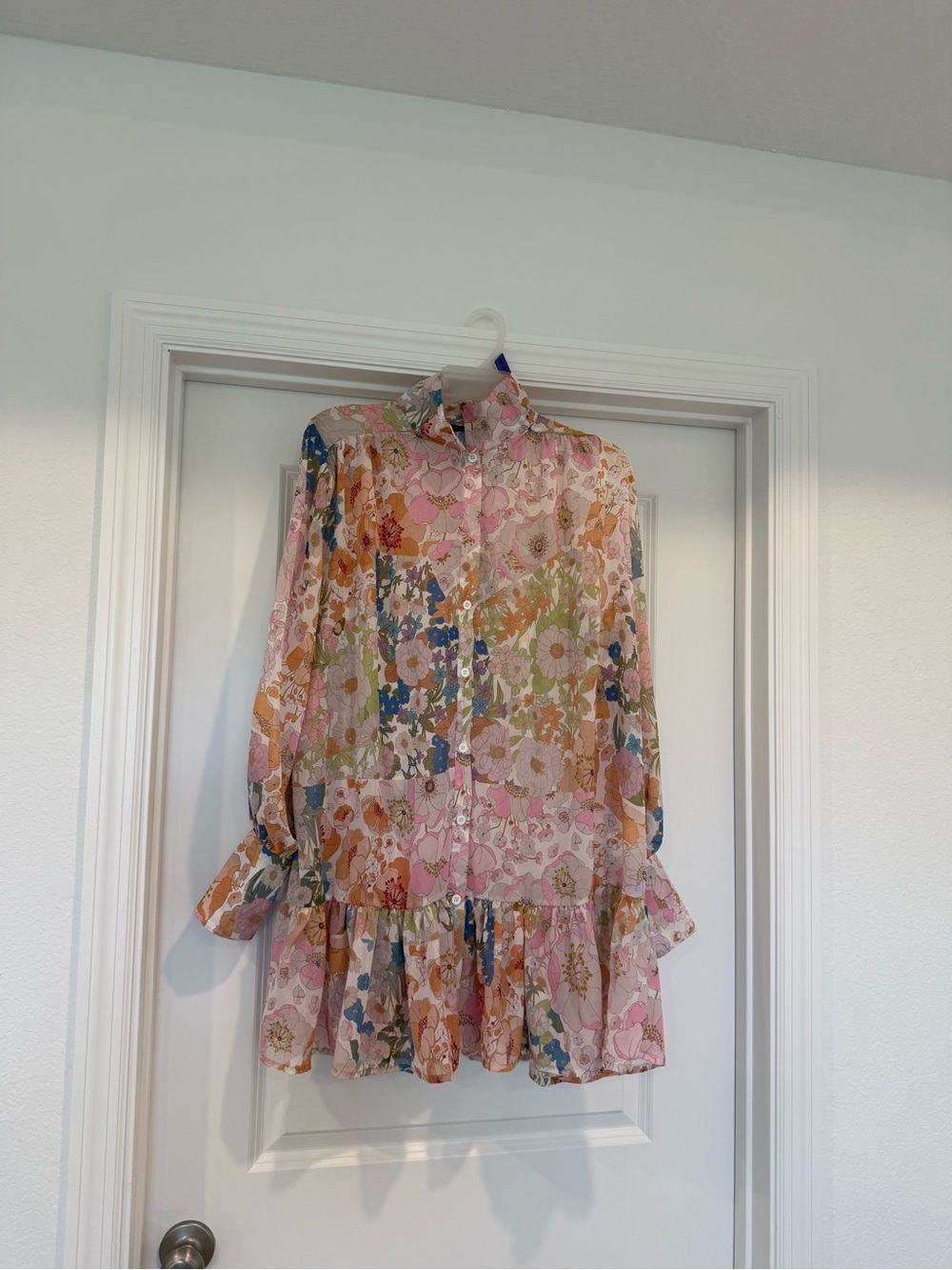 Beulah Pink Multi Floral Mini Dress with Ruffle Hem